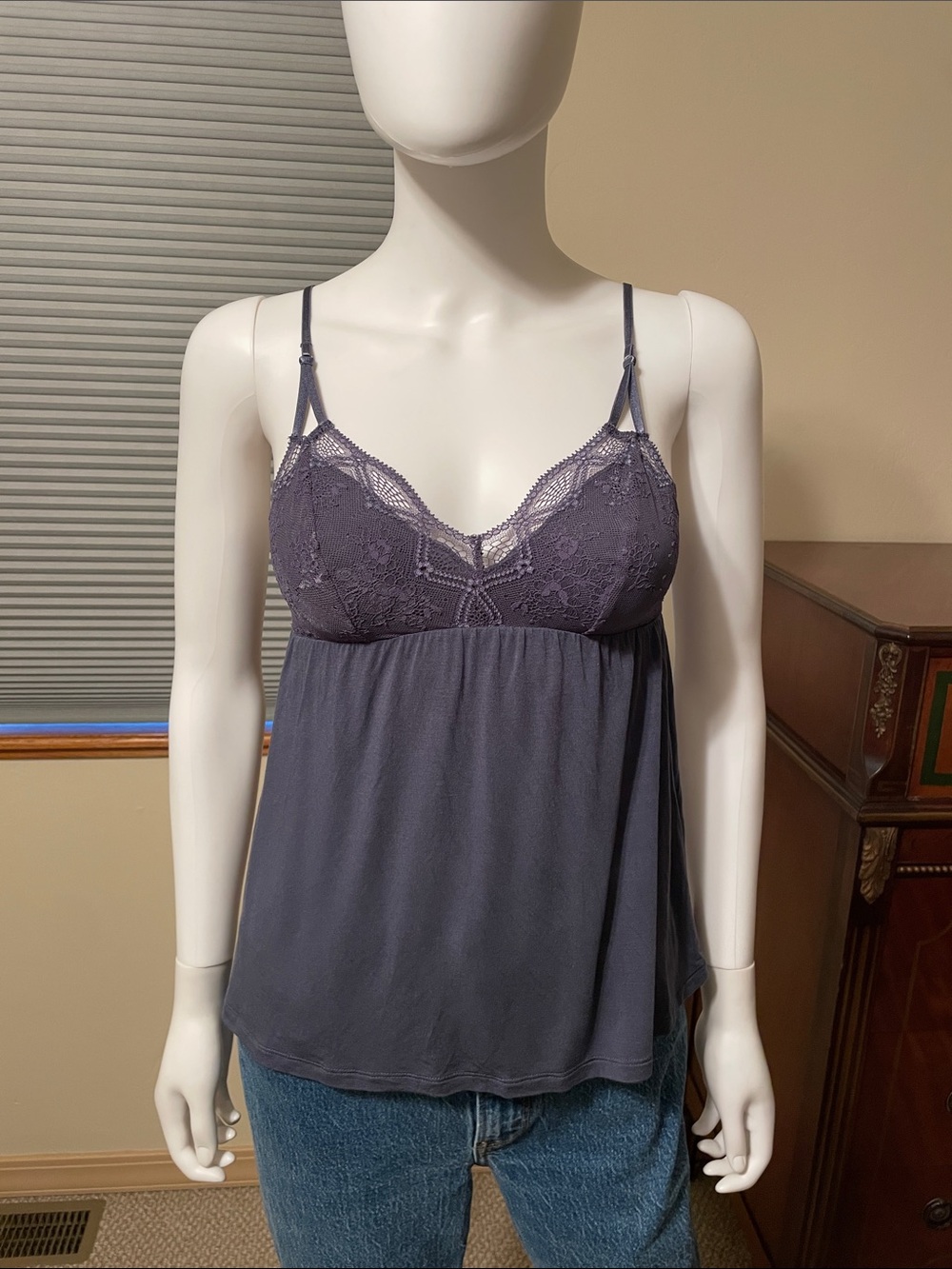 Anthropologie Eberjey S Lace-Trim Strappy Camisole Modal EUC Loungewear